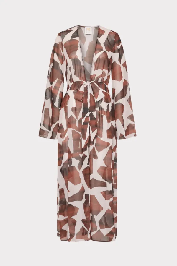 Online MILLY Vince Ocean Puzzle Chiffon Cover-Up Dress Brown Multi