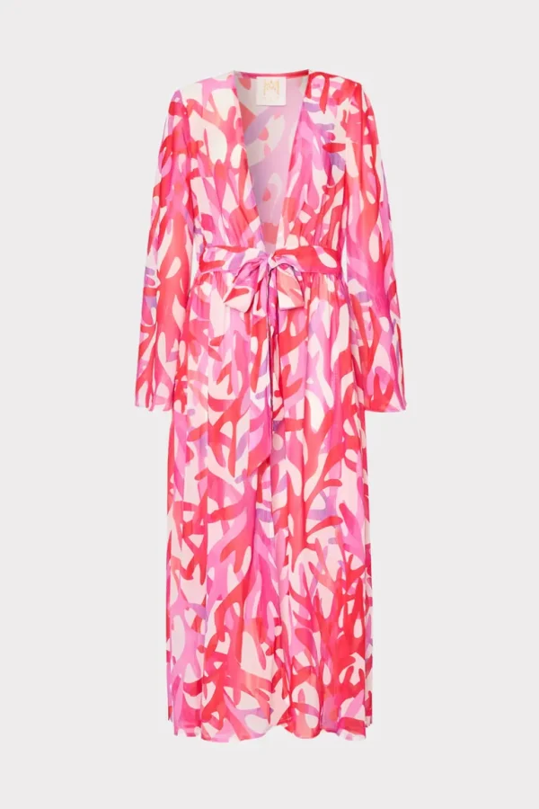 Hot MILLY Vince Under The Sea Chiffon Cover-Up Dress Pink Multi