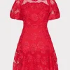 Cheap MILLY Yasmin Daisy Lace Dress Red