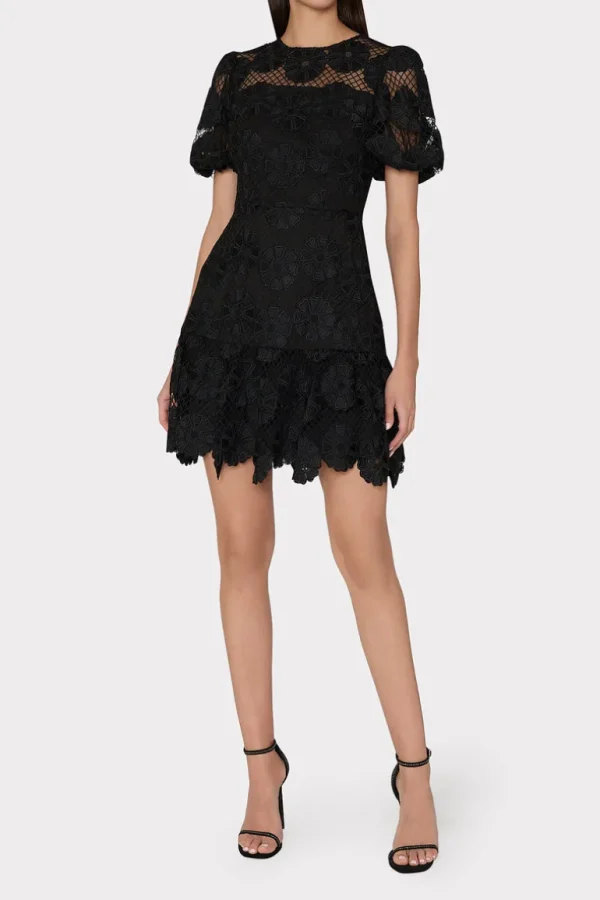 Hot MILLY Yasmin Daisy Lace Dress Black